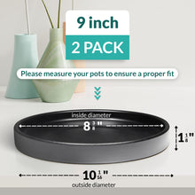 Load image into Gallery viewer, 9 Inch Black Ceramic Plant Pot Saucer (2 Pack)
