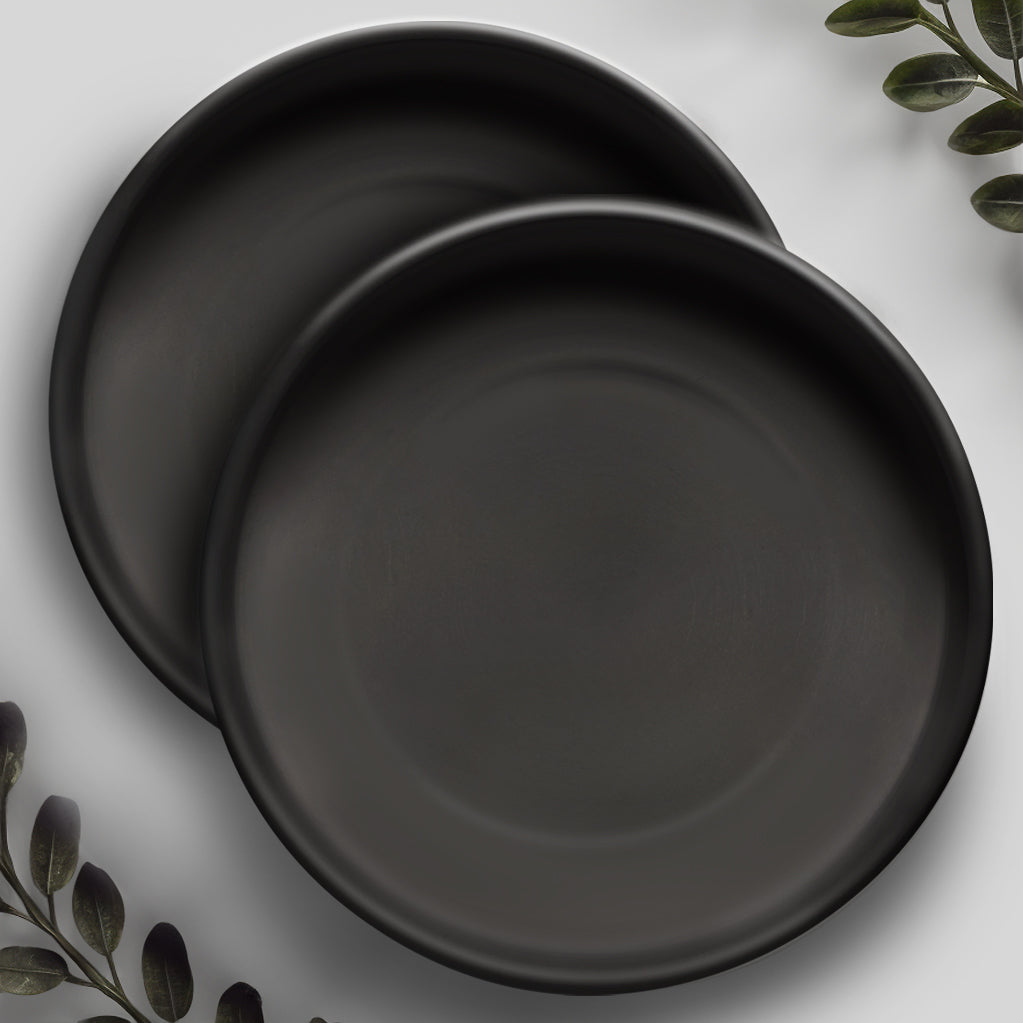9 Inch Black Ceramic Plant Pot Saucer (2 Pack)