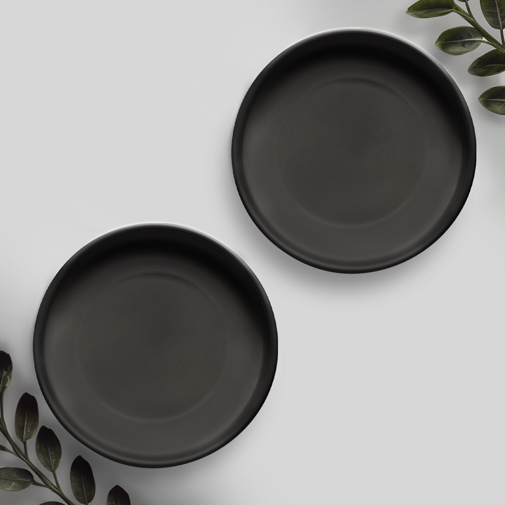 6 Inch Black Ceramic Plant Pot Saucer (2 Pack)