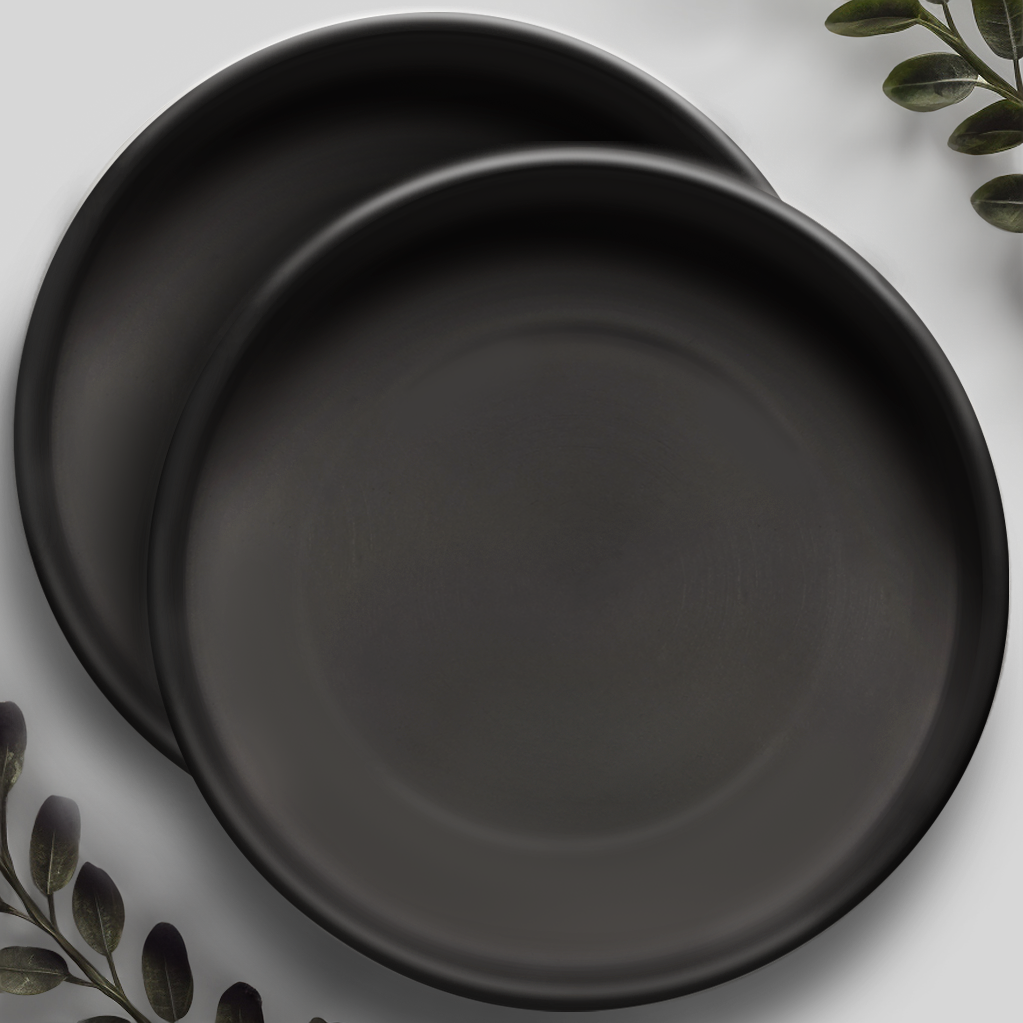 12 Inch Black Ceramic Plant Pot Saucer (2 Pack)