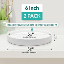 Load image into Gallery viewer, 6 Inch Matte White Ceramic Plant Pot Saucer (2 Pack)
