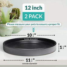 Load image into Gallery viewer, 12 Inch Black Ceramic Plant Pot Saucer (2 Pack)
