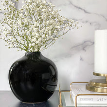 Load image into Gallery viewer, 7.5 Inch Round Black Ceramic Vase with Glossy Finish
