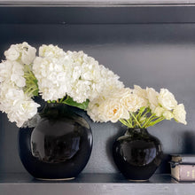 Load image into Gallery viewer, 7.5 Inch Round Black Ceramic Vase with Glossy Finish
