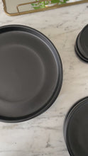 Load and play video in Gallery viewer, 4 Inch Black Ceramic Plant Pot Saucer (4 Pack)
